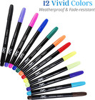12 Permanent Fabric Markers  Vibrant Colors For Clothes  Shoes  T-shirts  Crafts