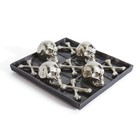 Skull And Bones Brushed Nickel Tic Tac Toe Black