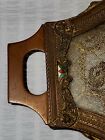 Antique Victorian Vanity Tray W  Metallic Normandy Lace Under Glass 1920s Ornate