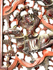 Antique Chinese Intricate Warrior Scene Carved Wood Plaque