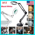 10x Magnifying Glass Desk Light Magnifier Led Lamp Reading Lamp With Base  Clamp