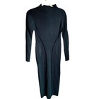 French Connection Simona Green Ribbed Knit Sweater Dress Long Sleeve Bodycon