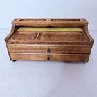 Vtg Mcm Japan Wood Dresser Valet Jewelry Box 2 Drawer Green Felt Organizer
