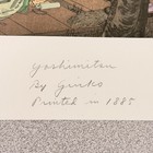 Ginko Yoshimitsu Japanese Woodblock Print Vtg Authentic 8 75x6 25    Reed Pipe