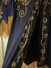 Navy   Gold Bellydance Inspired Showgirl Fringe 2-pc Sequin Beaded Festival Set
