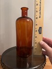 Antique 8    Brown Amber Glass Pharmacy Medical Apothecary Bottle
