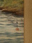 Vintage Japanese Silk Watercolor Mt Fuji Village Scene Signed Oki W Seal