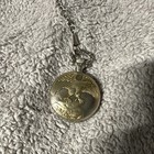 Silver Tone Full Hunter Quartz Pocket Watch W  Chain  White Dial  Eagle