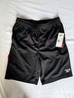 Reebok Boys Athletic Mesh Shorts 10-12 Black white red Drawstring Elastic