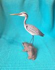 C  W  Waterfield Hand Carved Blue Heron Decoy Signed 1982 Beautiful 