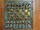 Chess Set Roman Rome Metal Pieces Caesar Centurions Soldiers 13 Inch Board Used