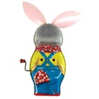 Vintage 1950s Mattel Peter Cottontail Wind Up Tin Toy Bunny With Pink Ears Works