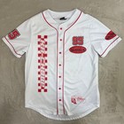 Disney Pixar Cars Lightning Mcqueen Baseball Jersey Mens M White Red 95