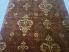 Antique Victorian Brown Gold Velvet Upholstery Fabric Remnant 26  X 88 