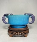 Chinese Antique Turquoise Blue Incense Burner  stand Nfs 