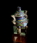 Vintage Chinese Cloisonn   Gilt Incense Burner  censer  With Floral Design