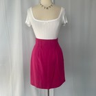 Vintage Mini Skirt Size 10 Hot Pink High Rise Paperbag Waist Retro Preppy 90s