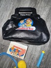 Vintage 1987 Fisher Price Doctor Black Bag Medical Kit - 4 Piece Toy Set