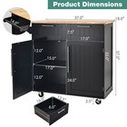 Island Heavy Duty Storage Trolley Cabinet Rolling Kitchen Cart Utility Black