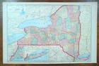 Vintage 1907 New York Map 22 x14    Old Antique Original Adirondack Mountains Ny
