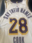 Game Worn Bubble Ring Nba Los Angeles Lakers Quinn Cook  28 White Jersey  champs