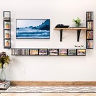 Wall Mount 34 Inch Media Storage Rack Cd Dvd Organizer Metal Floating Shelf S   