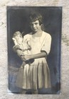 1920   s Beautiful Young 12yr Old Flapper School Girl Holds Doll Vtg Photo
