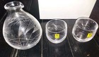 Tokkuri Kagami Sake 3 Piece Set Clear Crystal In Original Box  2283 Beautiful 