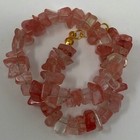 Handmade Anklet Cherry Quartz Glass Bead Chips Pale To Deep Pink Gold Tone 9 5 