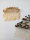Vintage Set Of 3 Mid-century Hair Combs Vintage Rhinestone And Faux Pearls