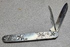 Sterling Silver Antique Pocket Knife W  Nut Pick Floral Design 3  925