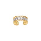 Adjustable Diamond Cut Pattern Cuff Style Toe Ring Solid Real 14k Two-tone Gold