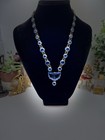 1920s Art Deco Czech Blue Glass Necklace 19   - Gorgeous Vtg Art Deco Czech Collar