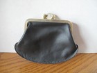 Antique Cowhide Leather Kiss Lock Double Compartment Coin Change Purse