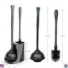 Black Toilet Brush And Plunger Set - Heavy Duty Bathroom Cleaning Tools