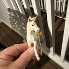 White Fantasy Unicorn Figurine Rainbow Mane   Tail Mythical Decor