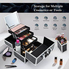 Makeup Train Case Makeup Box 11 8 Inch Large Makeup Case Organizer 3 Trays With