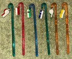 Vintage 1950-60s Cocktail Sparkle Swizzle Sticks  With Whistle Lot Of  6          