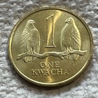 1992 Zambia 1 Kwacha Coin Taita Falcons On Branch Bird Animal Wildlife
