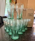 12 Pack Libbey Coca Cola Coke Glasses Juice 6 25oz Tumbler Green Retro Glass Lot