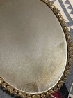 Vintage Oval Vanity Mirror Tray Gold Ormolu Etched Floral Perfume T41