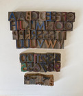 Lot Of 61 Vintage Letterpress Wood Printing Blocks Geometric Font 1 3 In  35mm 