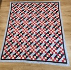 Patriotic Double Quilt Hand Stitched Hand Quilted 85 X 74    Almost Vintage    New