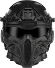 Tactical Airsoft Helmet W paintball Full Face Mask W headset Goggles Anti-fog F