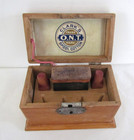 Clarks Ont Antique Wooden Sewing Box Chest Advertising Hinged Lid 1880s
