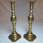 Pair Of Antique Brass Candlesticks - English Diamond Prince Design