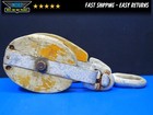 Huge Antique Vintage Wood Cast Iron Industrial Shipyard Marine Single Pulley