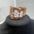 Vintage Signed Matisse Copper Enamel Splatter Confetti Cuff Bracelet
