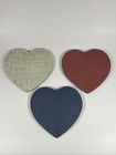 Lot Of 3 Cast Iron Heart Shaped Trivets Sunburst Black Red Cream Farmhouse