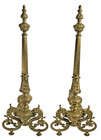 Late 19th Century Renaissance Revival Cast Brass Andirons With Sea Serpents 30   